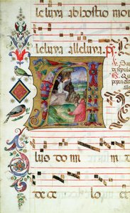 Initiale historiée A représentant Marie Madeleine au tombeau du Christ - Matteo da Milano Matteo da Milano